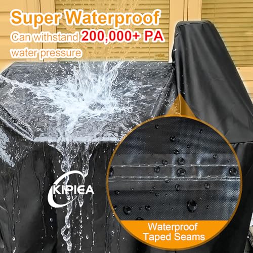 Image of Kipiea 600D Pellet Grill Cover for Pit Boss Sportsman 1100 & 1600, and Mahogany 1000 Series, Waterproof BBQ Smoker Cover, UV Resistant, No Tear, No Fading