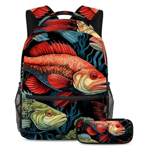 Cartables enfant poissons colorés pour l'école primaire et les sorties