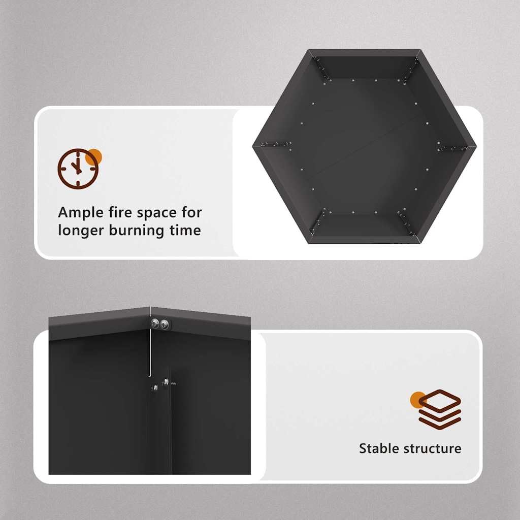vidaXL Braciere Nero 100 x 100 x 28 cm Acciaio Corten