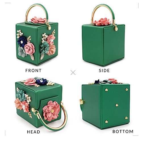Milisente Evening Clutch Bag for Women Floral Square Box Evening Bags Crossbody Shoulder handBags Flower Wedding Clutch Purse - Image 5