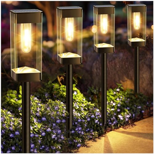 Image of Solar Pathway Lights Outdoor Waterproof Landscape Lighting 4 Pack