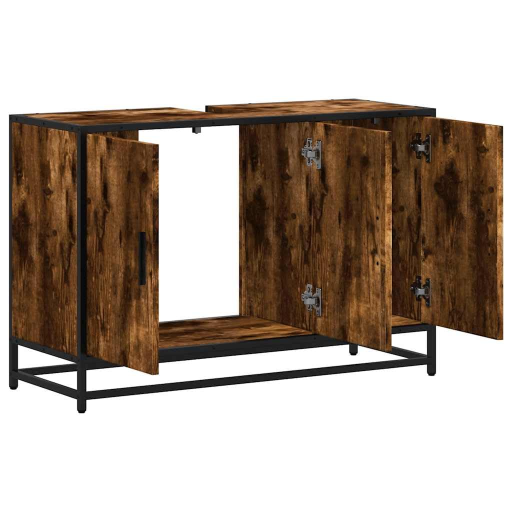 Szafka pod umywalkę dąb wędzony 90 x 33 x 60 cm materiał drewnopochodny