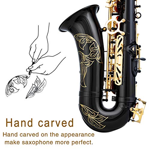 eastrock blackgolden alto saxophone e flat sax full kit for students beginner with carrying casemouthpiecemouthpiece cushion padscleaning clothampcleaning rodwhite glovesneck strap