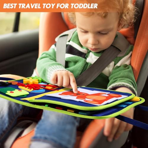 Image of Busy Board Game for 1 Year Old, Montessori Toys for 2 Year Old, Baby Travel Sensory Toys for Toddlers, Learning Activities Book For Kids, Birthday Gifts for Toddler (Multicolor - Blue)