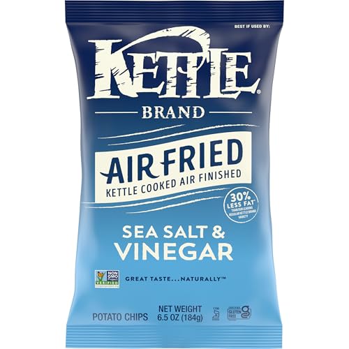 Image of Kettle Brand Air Fried Sea Salt & Vinegar Potato Chips, 6.5 Ounce (Pack of 12)