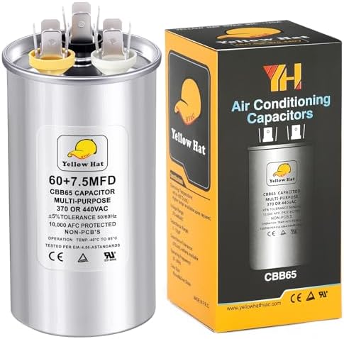 60+7.5 uF 60/7.5 MFD ±5% 370V/440V CBB65 Dual Run Round Capacitor for AC