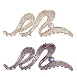 5.2inch Large Hair Clips for Thick Hair, 2 Pcs Rhinestone Metal Hair Claw Clips Pearl Nonslip Big Go