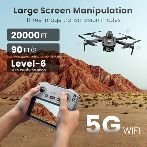 Drone with 8K Camera Drones for Adults,4.5-inch LCD High-definition Large Display Screen Remote Control Quadcopter,3 Batteries, 5G HD Brushless GPS Drone Auto Return, Obstacle Avoidance (Black and Orange) - Image 3