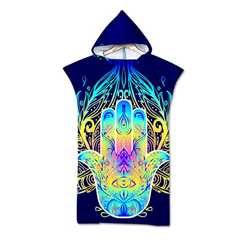 MK898 Adulto Hombre Mujer Natación Playa Surf Poncho Albornoz con Capucha Toalla de Microfibra Albornoces Nadar Toalla de Playa Toalla de baño -Múltiples Estilos (Palma de Color)