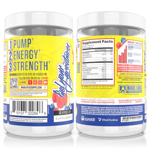 Image of Ryse Loaded Pre Workout Powder - Popsicle Firecracker - Daily Pre-Workout for Men & Women with 300mg Caffeine, Beta Alanine, and Citrulline for Pump, Focus, and Energy - 30 Servings