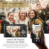 5K Digital Camera Mirrorless Camera for Photography, 64MP 12X Optical Zoom Compact Digital Cameras with Auto Focus, 270° Flip Screen, 64GB Card (Black Combo) - Image 7