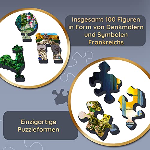 Trefl - Holzpuzzle, Frankreich Puzzle, Berühmte Orte - 1000 Teile, Wood Craft, unregelmäßige Formen… – Ansicht 6