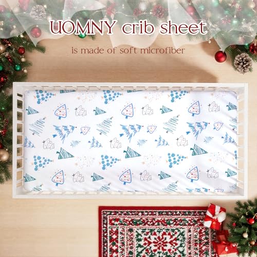 Image of UOMNY Crib Sheet, Christmas Crib Sheets Baby Sheet for Standard Crib and Toddler Mattresses Nursery Bedding Sheet Crib Mattress Sheets for Boys and Girls 1 Pack Toddler Sheet