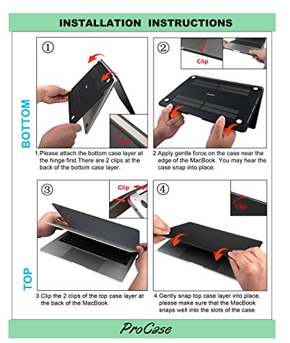 Image of ProCase for MacBook Pro 15 2019 2018 2017 2016 A1990A1707 with Touch Bar, Hard Shell Case and Keyboard Cover for 2016-2019 MacBook Pro 15 -Black.