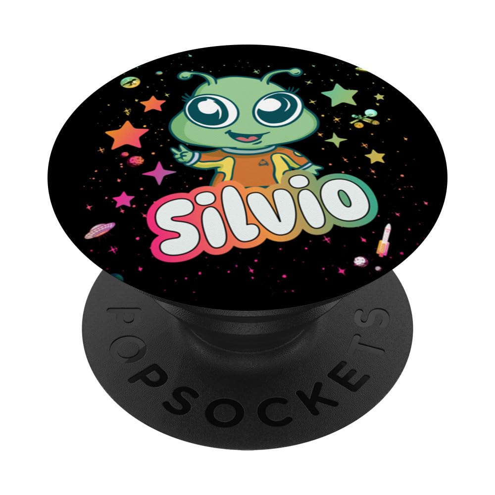 SILVIO - Cute Boy Name with cute Alien PopSockets Swappable PopGrip