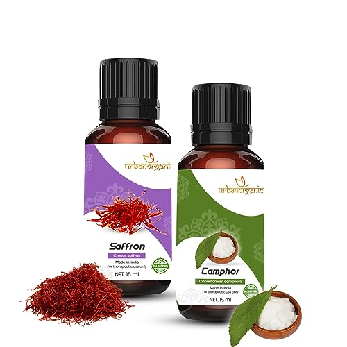 Image of Pure Combo Of 2 Essential oil For Hair & Skin Natural Therapeutic Grade & Undiluted Oil 15ML (Saffron-Camphor)