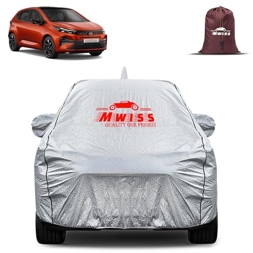 Image of Waterproof Car Body Cover for Tata Altroz | Mirror & Antenna Pocket Anti-Scratch with Soft Cotton Inner Lining Triple Stitched Protection| Heat Resistant | Rain Protection (Silver)