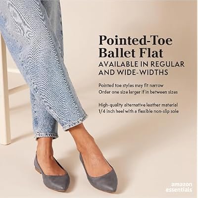 Amazon Essentials Women's Pointed-Toe Ballet Flats