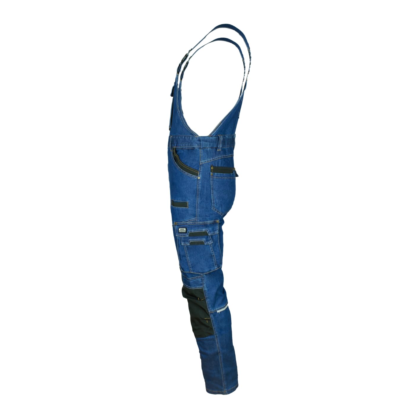 ART.MAS COLEMANN - Salopette da lavoro da uomo, elasticizzate, resistenti, 13 tasche, ginocchia rinforzate, tasche sulle ginocchia, per artigianato, edilizia, industria, 70% cotone, nero/blu marino