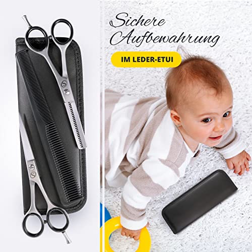 SCHMIEDWERK Haarscheren-Set | Friseurschere - scharfer & präziser Schnitt | Perfekter Haarschnitt für Damen & Herren | Profi Haarschneideschere mit Etui (Scheren-Set)