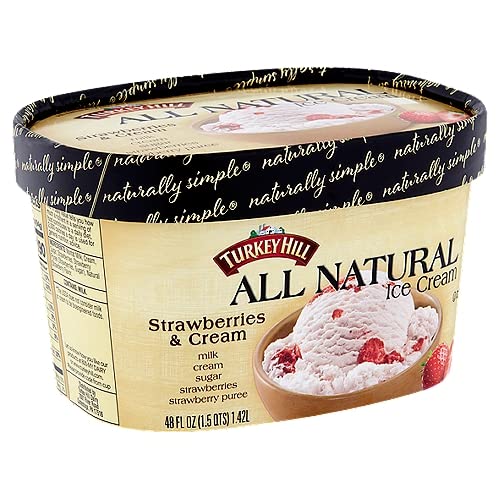 Turkey Hill All Natural Strawberries & Cream, Ice Cream, 48