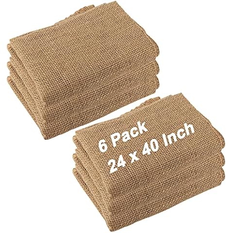 MOUYAT 6 Pack 40 x 24 Inch Burlap Bags, Large Burlap Sacks for Gardening, Burlap Planting Bags Sack Race Bags for Harvest, Potato Storage Cover