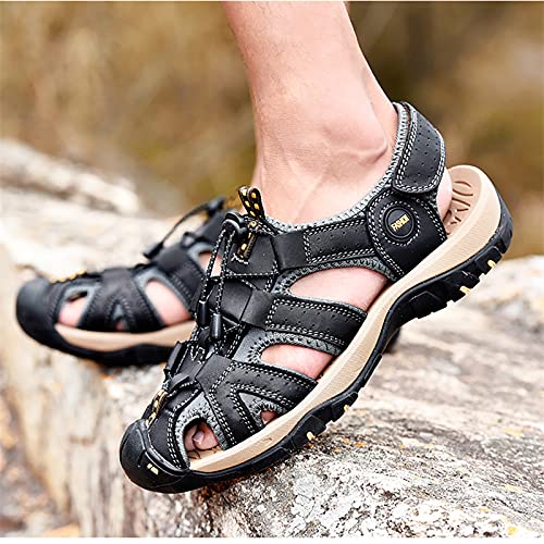 Fashion Men's Closed Toe Sandals, Classics Real Leather Hiking Sandals, Hollow Out Backpacking Beach Shoes4