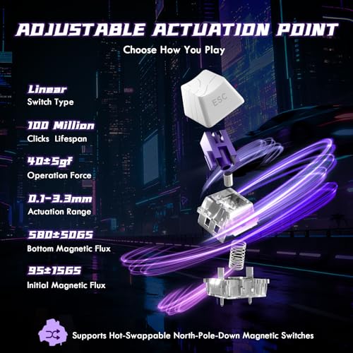 Image of ATTACK SHARK R85HE Wired 75% Hall Effect Rapid Trigger Mechanical RGB Gaming Keyboard with 8K Polling,0.005mm RT Accuracy,0.08MS Latency,Magnetic Switch,5Layer Sound Damped,Driver for PC(WhiteContour)