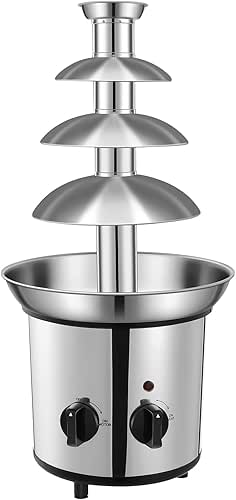 Chocolate Fountain Machine – Electric Stainless Steel Fondue Fountain, 4-Tier,