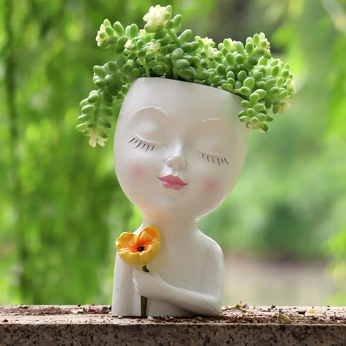 Meltset M Face Planter Pot Head Planter for Indoor...