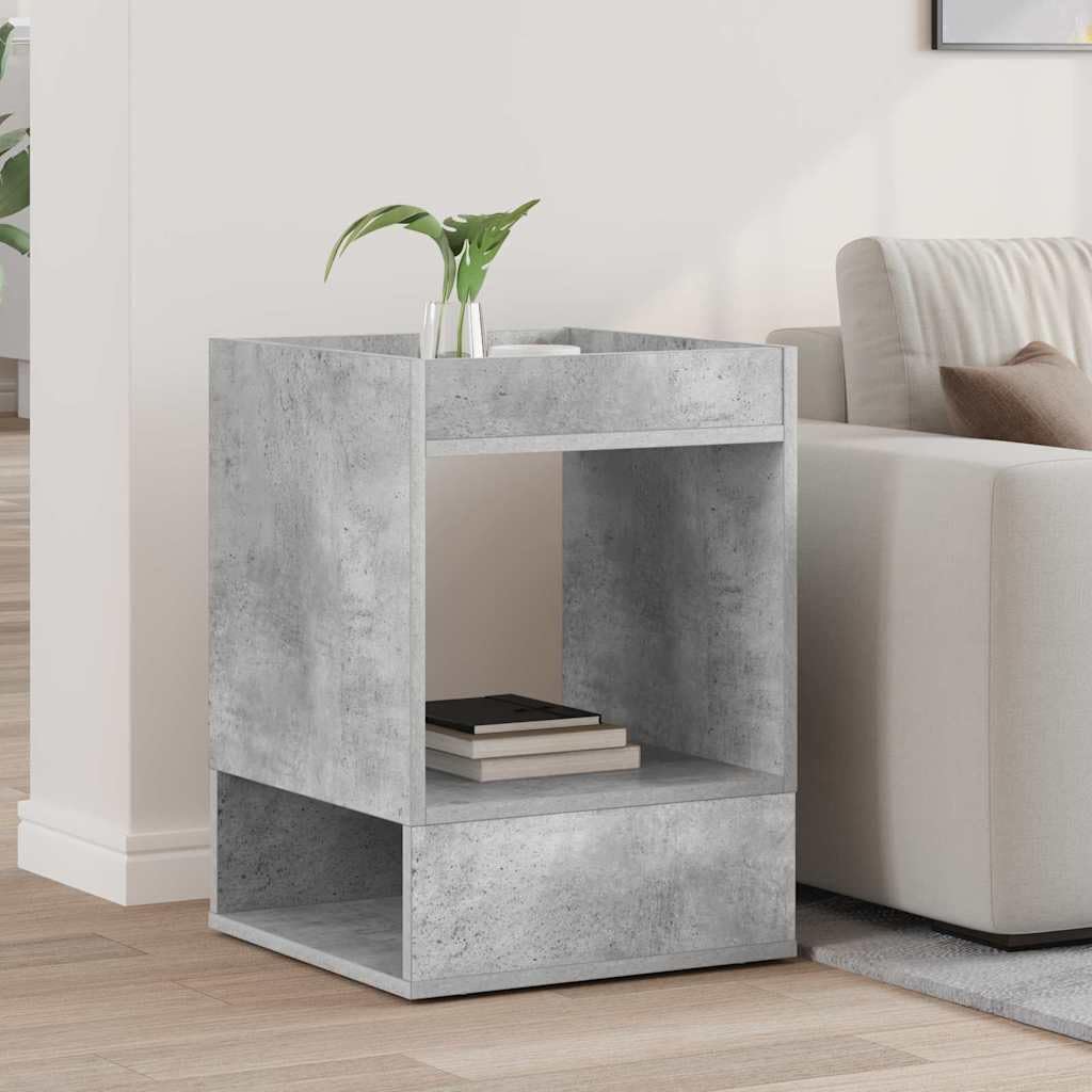 Mesa auxiliar de hormigón, gris, 40 x 40 x 56 cm, rectangular, moderna mesa de centro de madera con estante, elegante mesa de salón para sofá y sillón en interiores