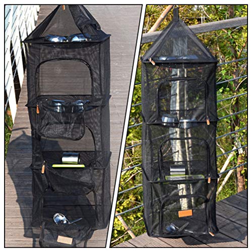 BESPORTBLE Camping Net Seca 1Pc Enforcamento Dobrável Rack de Secagem Ao Ar Livre 4 Camadas Com Zípe
