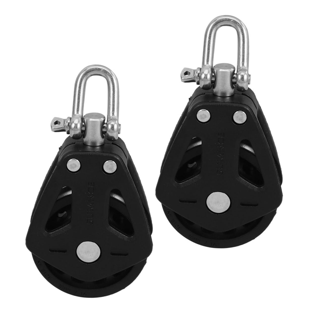 FOYTOKI 2Pcs Heavy Duty Double Pulley Block Stainless Steel Nylon Swivel Bearing for Vessels Kayaks and Equipment Versatile Sailing Accessories