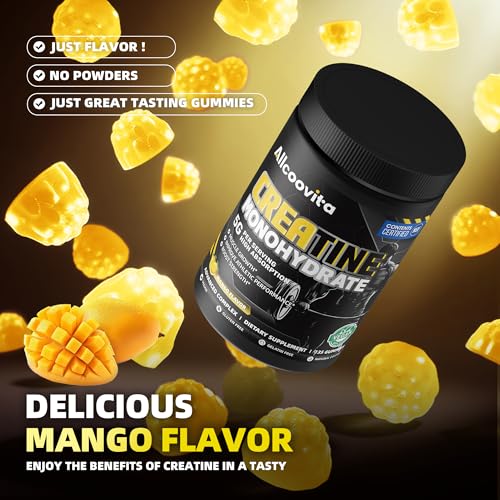 Image of Creatine Monohydrate Gummies, NSF Certified, 5g Dose for Men & Women to Support Muscle, Strength, Recovery, Cognitive Health & Memory, Mango Flavor, 135 Gummies