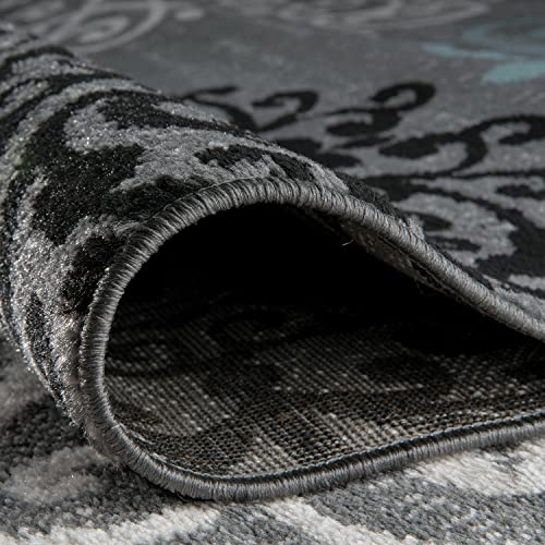 Tapete Floral Moderno 5'3" x 7'3" Gris miniatura 4