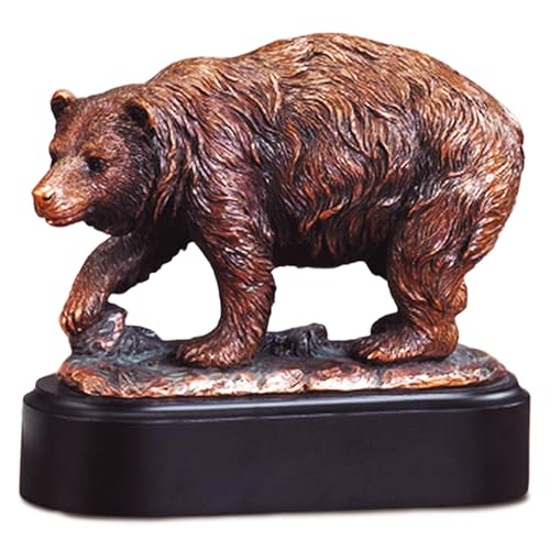 Estatua de oso caminante de bronce