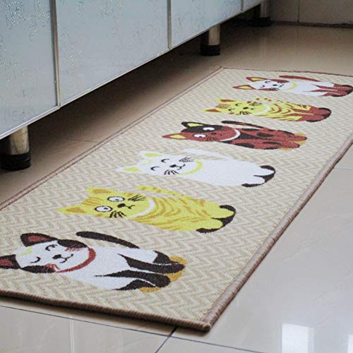 Segle 40×120CM Tapis Cuisine Antidérapant Absorbant Tapis de Sol Devant Evier Machine Lavable Modèle de Chat
