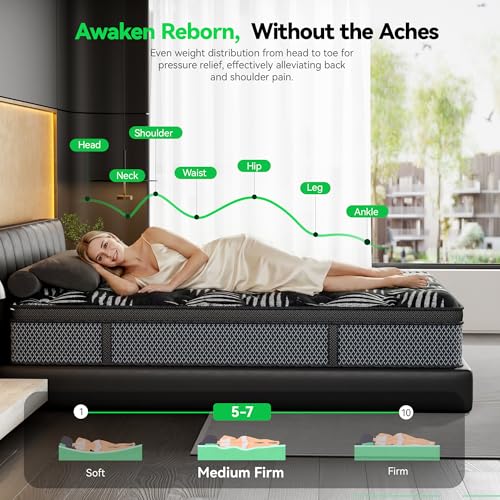 Image of 10 Inch Twin Mattress, Hybrid Mattresses in a Box with Pocket Springs & Gel Memory Foam, Medium Firm Breathable Bed Mattress with Edge Support & Motion Isolation, CertiPUR-US Certified