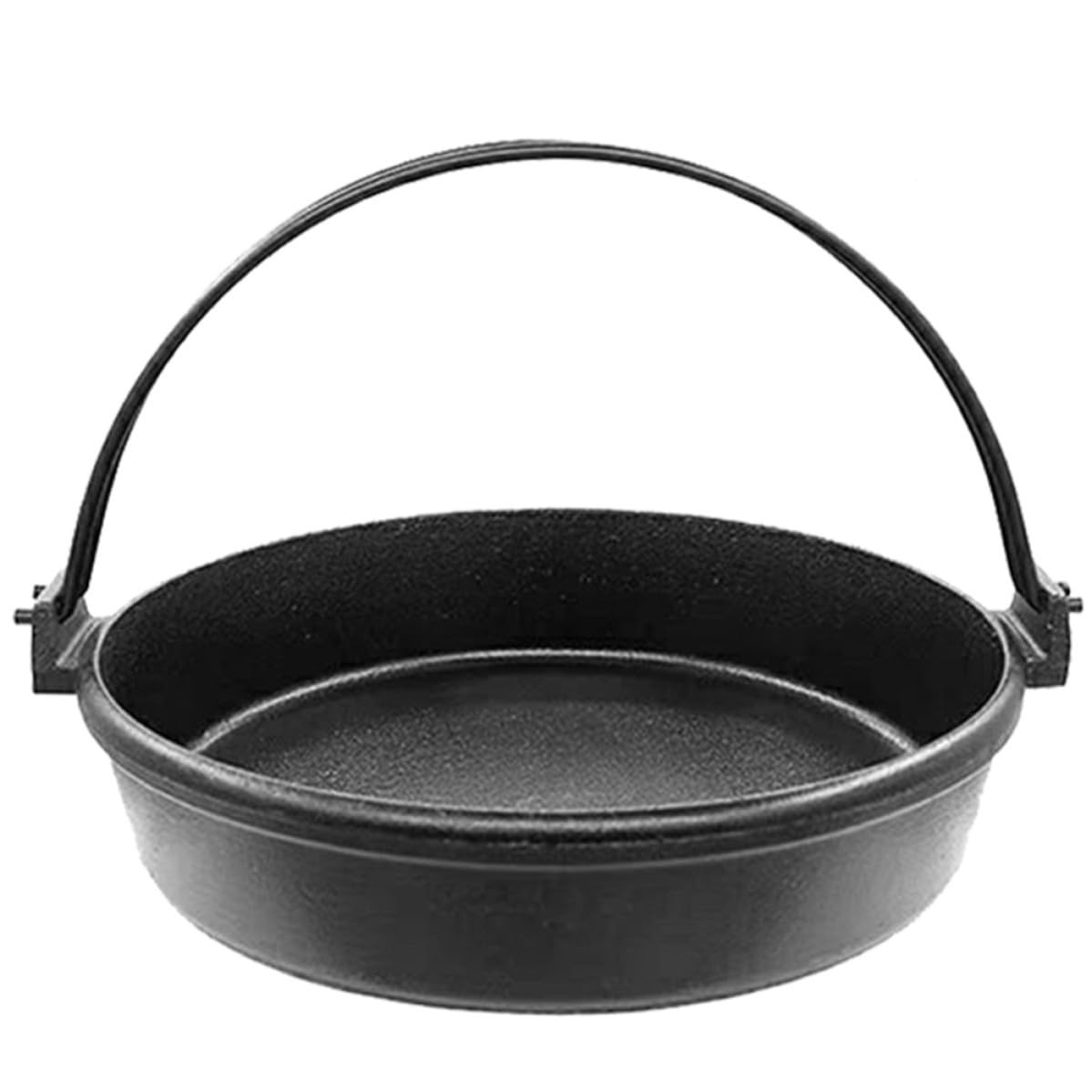 Olla Sukiyaki de Hierro Fundido Negra para Hogar, Resistente al Calor | Uso en Llama Abierta, Conducción Rápida, Superficie Lisa, Fácil Limpieza, Cocina Doméstica, Acabado Negro