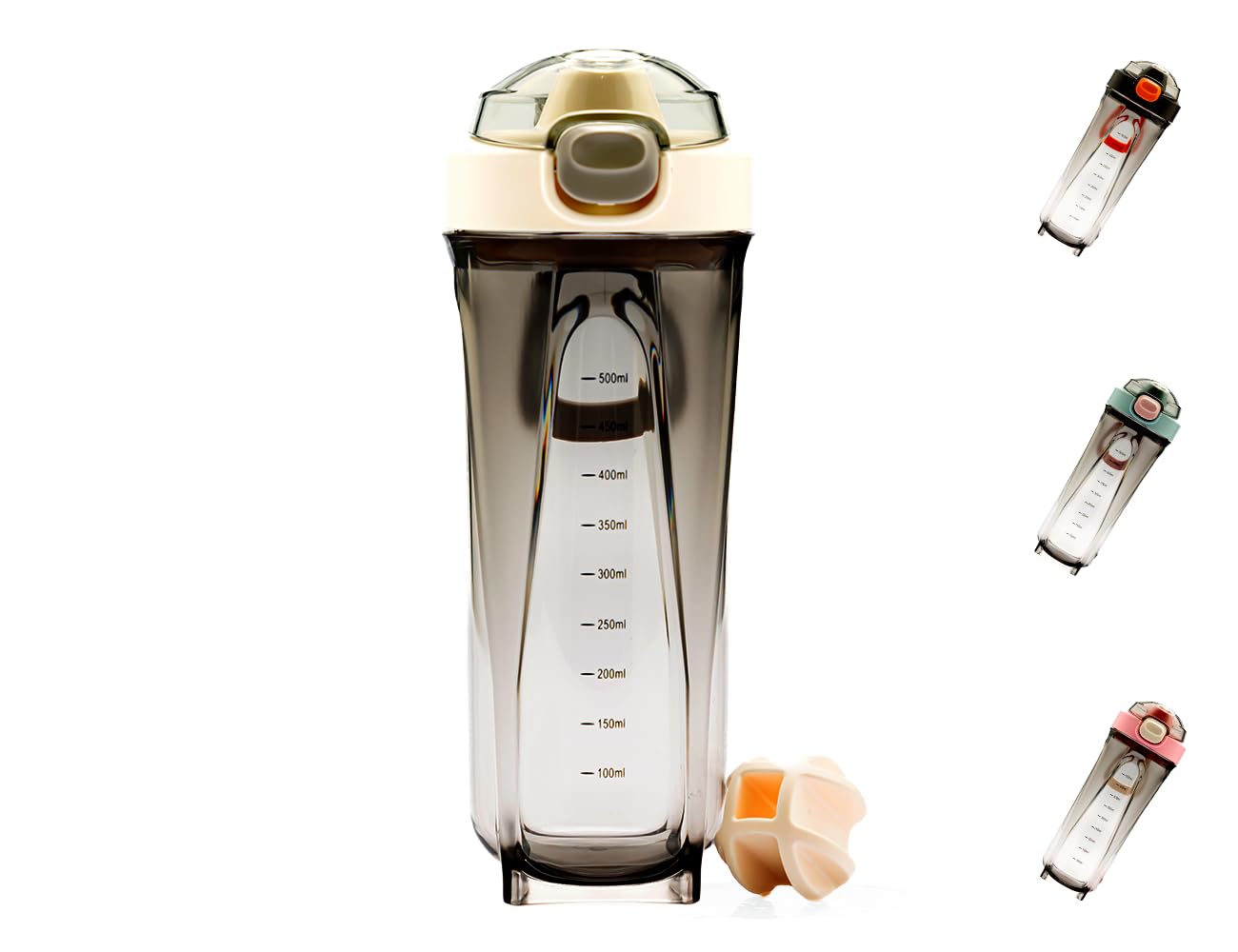 Litex Pop-up Shaker Bottle-Shaker Cup w/Carrying Handle and Ball-Shaker Bottles for Protein Mixes-Protable Water Cup-BPA Free,22oz-for Gym Workout,Outdoor Sports, Personlized DIY Gift (white-1)