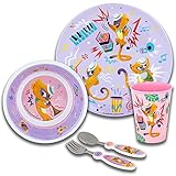 Franco Kids Dinnerware Cartoon Designed Mealtime Kitchen Set, 5 Piece Pack, Sony Vivo