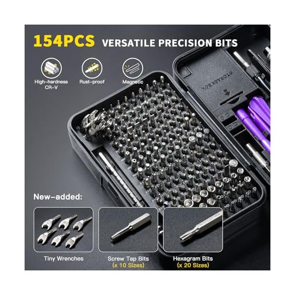 Faireach 170 in 1 Feinmechaniker Schraubendreher Set, Professionelles Screwdriver Set mit Tragbarem Koffer, Handy Reparatur Werkzeug Set für PC, Computer, Kamera, Tablet, iPhone, iPad, Mac, Elektronik – Bild 5