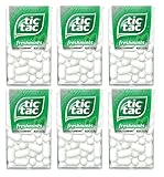 TIC TAC Breath Mints, Freshmints - Wintergreen - Orange - Big Berry Adventure - Fruit Adventure - 1 Ounce Singles - Bulk Hard Candy - Anytime You Need A Refresh - Great For Holidays, Parties, Gifts & More ! (Freshmint, 6 Count)