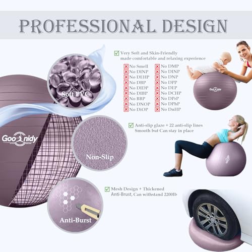 Image of Soft Exercise Ball, Pilates Yoga Ball Chair, Workout Equipment with Pump | Anti-Burst Supports 2200lb for Women Pregnancy Medicine Birthing Physical Therapy Stability Excersing Birth Swiss Fitness