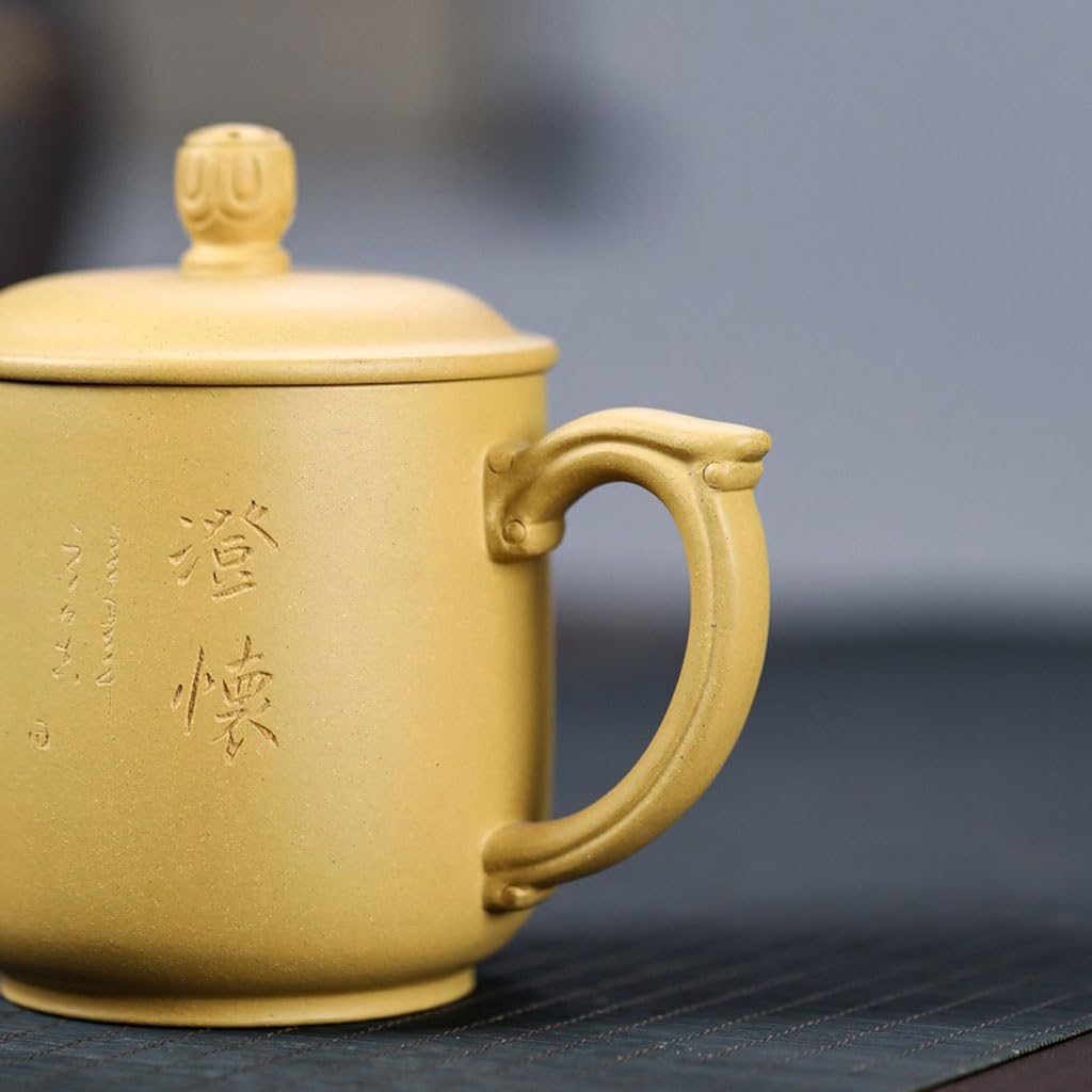 Matcha kubki ręcznie robiony fioletowy gliniany kubek do herbaty dla mężczyzn i kobiet, grawerowany kubek do herbaty 380 ml zestaw do herbaty z zaparzaczem