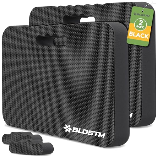 BLOSTM Set mit 2 Dicken Garten Kniekissen - Großer Schwarzer Schaumstoff-Kniebrett, Wasserabweisender Kniepolster Garten, Schaumstoff Unterlage für Arbeit, Yoga, Gartenarbeit, Babybad - 2 Stück