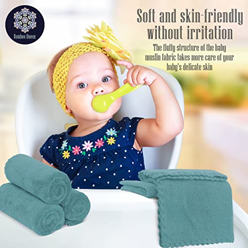 Image of 16 Pack Baby Washcloths - Luxury Coral Fleece - Extra Absorbent and Soft Wash Clothes for Newborns, Infants and Toddlers - Suitable for Sensitive Skin and New Born - Baby Shower - Teal, 10x10 Inch