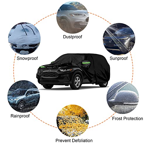 Image of Waterproof Car Cover Replace for 2022-2025 Honda HR-V, 6 Layers All Weather Car Covers with Zipper Door & Windproof Bands for Sun Snow Rain Dust Protection