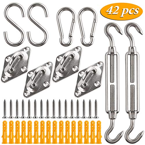 Yangbaga Heavy Duty Sun Shade Sail Fixing Kit for Garden Triangle and Square, Rectangle - 316 Stainless Steel Sun Shade Sail Fixing Hardware Accessories Kit