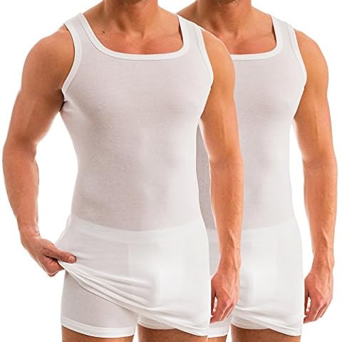 HERMKO 16027 2er Pack Herren extralanges Unterhemd aus Baumwolle/Modal Cover